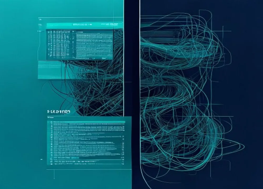 Legacy custom code transforming into a clean, modular architecture